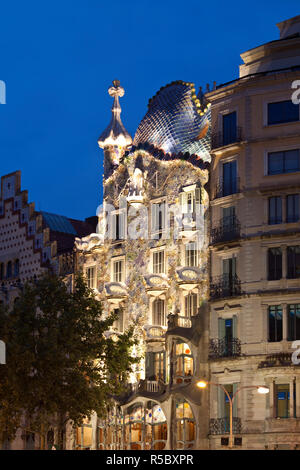 Casa Batlló (Gaudí), Passeig de Gràcia, Barcelona, Spanien Stockfoto