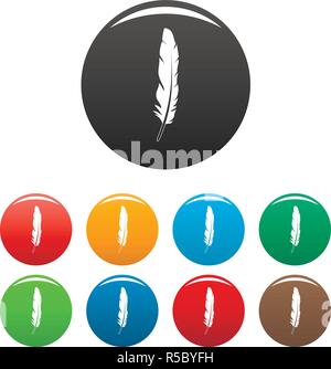 Gefieder feather Icons Set 9 Farbe Vektor isoliert auf Weiss für jedes Design Stock Vektor