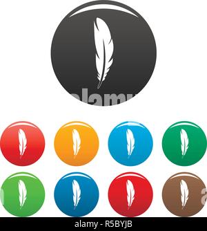 Dekorativer Feder Icons Set 9 Farbe Vektor isoliert auf Weiss für jedes Design Stock Vektor
