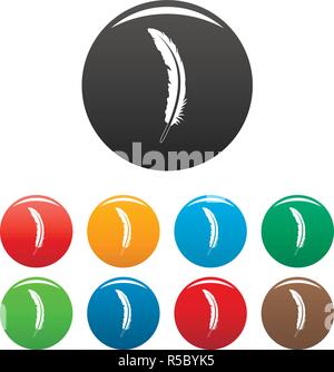Mode feather Icons Set 9 Farbe Vektor isoliert auf Weiss für jedes Design Stock Vektor