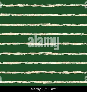 Goldfolie Pinselstrich horizontale Linien nahtlose Stock Vektor