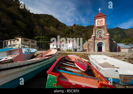Dominica, Soufriere, steinerne Kirche Stockfoto