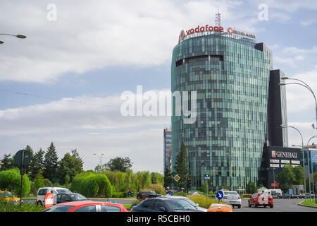 September 19, 2017, Bukarest/Rumänien - Bukarest ein Hochhaus im Herzen von Bukarest, Hauptsitz von Vodafone Rumänien Stockfoto