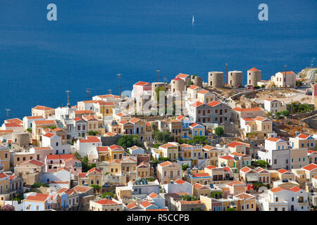 Symi Stadt, Insel Symi, Dodekanes, Griechenland Stockfoto