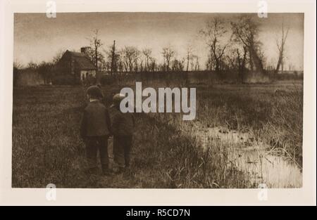 Zwei Jungen in einem ländlichen East Anglian Landschaft. Bilder von East Anglian Leben. Illustriert... Mit... Text und Anhänge. London: Sampson Niedrig & Co., 1888. Quelle: Tab. 443. a. 6, Platte XXVII. Sprache: Englisch. Autor: Peter Henry Emerson. Stockfoto