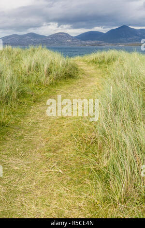 Weg zum Strand Luskentire, Isle of Harris, Äußere Hebriden, Schottland, UK Stockfoto