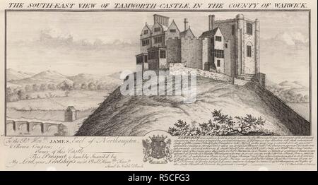 Die Süd-ost-Ansicht von Tamworth Schloss, in der Grafschaft von Warwick. Die Süd-ost-Ansicht von Tamworth Schloss ... London, 1729. Quelle: Karten K. Top. 42.85. Sprache: Englisch. Autor: Samuel Buck. NATHANIEL BUCK. Stockfoto