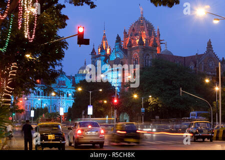 Victoria Terminus oder Chhatrapati Shivaji Terminus (CST), Mumbai (Bombay), Indien Stockfoto