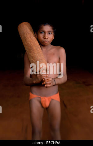 Portrait von kushti Wrestler, traditionelle indische Wringen, Kolhapur, Maharashtra, Indien Stockfoto