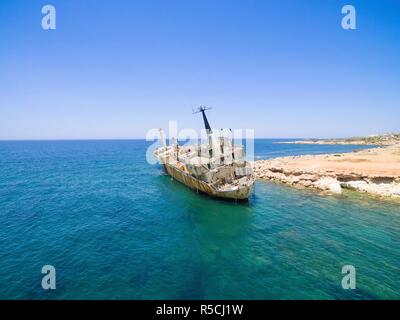 Schiffbruch EDRO III, Ayia Thekla, Paphos Stockfoto