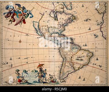 Amerika. Novissima et accuratissima totius Americae Beschreibungen. Amsterdam, [1680?]. Karte von Amerika. Bild aus Novissima et accuratissima totius Americae descriptio genommen. Ursprünglich veröffentlicht in Amsterdam produziert, [1680?]. . Quelle: Maps.K.. 118.9,. Sprache: Latein. Autor: Visscher. Visscher, C. J. Stockfoto