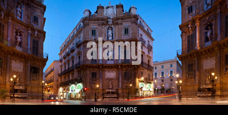 Majestätische Quattro Canti am Corso Vittorio Emanuele, Palermo, Sizilien Stockfoto