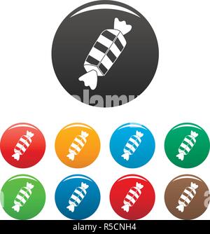 Gestreifte bonbon Icons Set 9 Farbe Vektor isoliert auf Weiss für jedes Design Stock Vektor