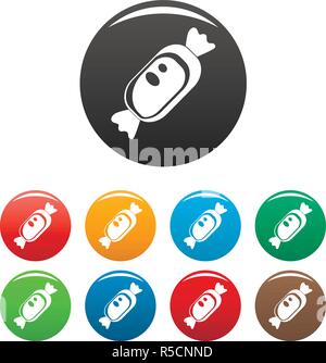 Schokolade bonbon Icons Set 9 Farbe Vektor isoliert auf Weiss für jedes Design Stock Vektor