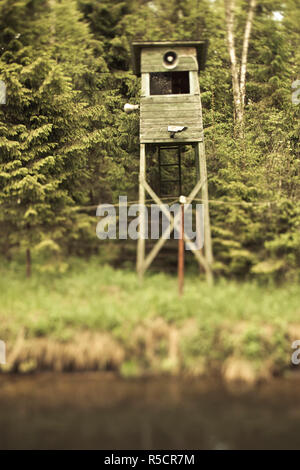 Litauen, südlichen Litauen, Grutas, Grutas Park, Skulpturenpark der ehemaligen kommunistischen Ära Skulpturen, ehemaligen sowjetischen Gefangenenlager Tower, Defokussierten Stockfoto