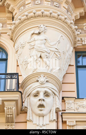 Lettland, Riga, Art Nouveau District, Gebäude eingehend 13 Alberta Iela Straße Stockfoto