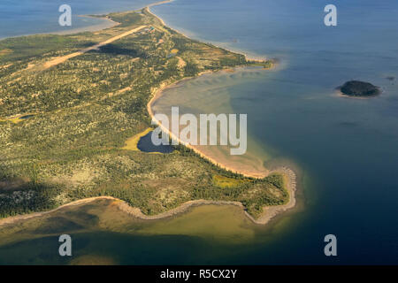 Arktische Landschaft aus der Luft, auf dem Weg von Yellowknife in Nunavut Territorium Nunavut Territory, Kanada Stockfoto