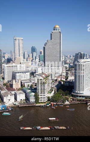 Thailand, Bangkok, Skyline der Stadt und Fluss Chao Phraya Stockfoto