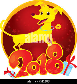 Yellow Dog ist Chinesisches Sternzeichen Symbol für das neue Jahr 2018. Stockfoto