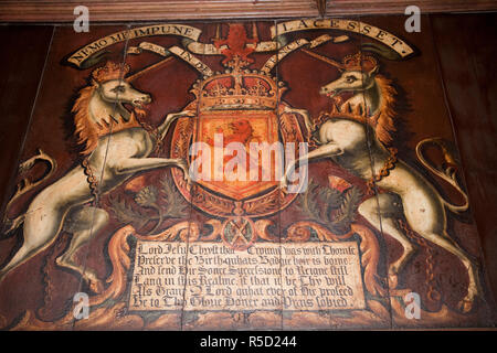 Schottland, Edinburgh, Edinburgh Castle, Royal Palace Wanddekoration in der Geburt Kammer Stockfoto