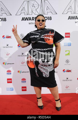 November 28, 2018 - Sydney, NSW, Australien - Musiker Kira Puru auf dem roten Teppich während des ARIA Awards 2018 gesehen. (Bild: © belinda Vel/SOPA Bilder über ZUMA Draht) Stockfoto