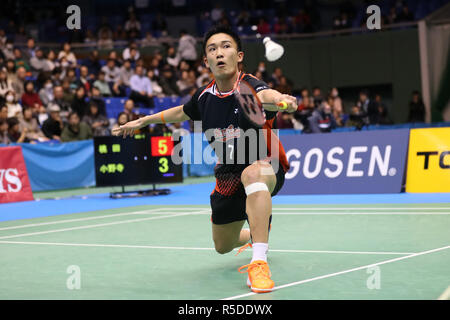 Komazawa Gymnasium, Tokio, Japan. 30 Nov, 2018. Kento Momota, 30. November 2018 - Badminton: Die 72 All Japan Badminton Meisterschaften 2018 Herren Einzel 3. Runde an der Komazawa Gymnasium, Tokio, Japan. Credit: YUTAKA/LBA SPORT/Alamy leben Nachrichten Stockfoto