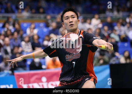 Komazawa Gymnasium, Tokio, Japan. 30 Nov, 2018. Kento Momota, 30. November 2018 - Badminton: Die 72 All Japan Badminton Meisterschaften 2018 Herren Einzel 3. Runde an der Komazawa Gymnasium, Tokio, Japan. Credit: YUTAKA/LBA SPORT/Alamy leben Nachrichten Stockfoto