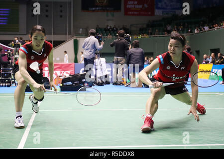 Komazawa Gymnasium, Tokio, Japan. 30 Nov, 2018. Ayaka Takahashi &?/Misaki Matsutomo, 30. November 2018 - Badminton: Die 72 All Japan Badminton Meisterschaften 2018 Damen Doppel 3. Runde an der Komazawa Gymnasium, Tokio, Japan. Credit: YUTAKA/LBA SPORT/Alamy leben Nachrichten Stockfoto