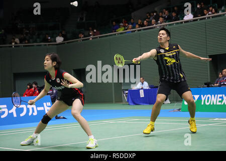 Komazawa Gymnasium, Tokio, Japan. 30 Nov, 2018. Kohei Gondo & Ayane Kurihara, 30. November 2018 - Badminton: Die 72 All Japan Badminton Meisterschaften 2018 Gemischtes Doppel 3. Runde an der Komazawa Gymnasium, Tokio, Japan. Credit: YUTAKA/LBA SPORT/Alamy leben Nachrichten Stockfoto