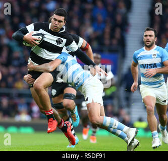 London, UK, 1. Dezember, 2018. Jack Debreczeni (Leiter) der Barbaren während des Killik Cup zwischen Barbaren und Argentinien bei Twickenham Stadium, London, England am 01 Dez 2018. Credit: Aktion Foto Sport/Alamy leben Nachrichten Stockfoto