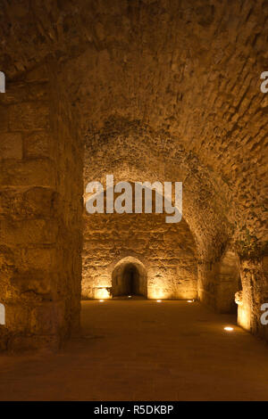 Jordan, Ajloun, Ajloun Burg Qala-Ar-Rabad gebaut 1188, Innenraum Stockfoto