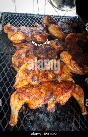 Jerk Chicken, Jerk Center, Boston Bay, Portland Parish, Jamaika, West Indies Stockfoto