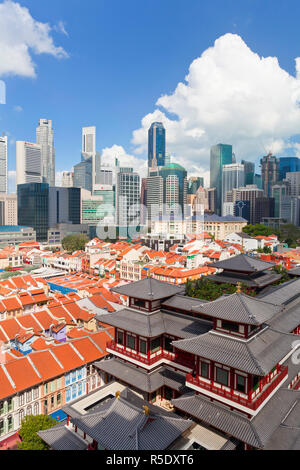 Erhöhten Blick auf traditionelle Häuser in Chinatown, Singapur Stockfoto