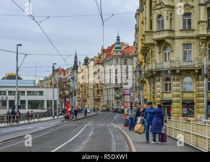 Prag, Tschechien - 26.Oktober 2018. Stadtbild von Prag, Tschechien. Prag ist die 14. größte Stadt in Europa und die historische Hauptstadt von Böhmen. Stockfoto