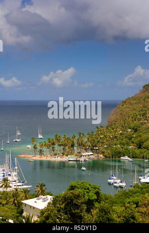 Karibik, St. Lucia, Marigot Bay und Hafen Stockfoto