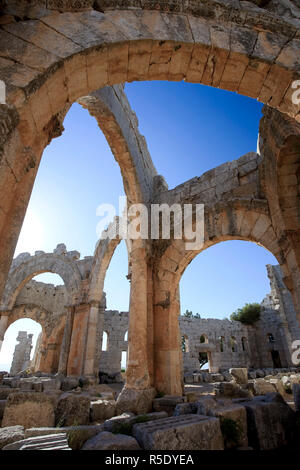 Syrien, Aleppo, die Toten Städte, Ruinen der Basilika von Saint Simeon (Qala'at Samaan) Stockfoto