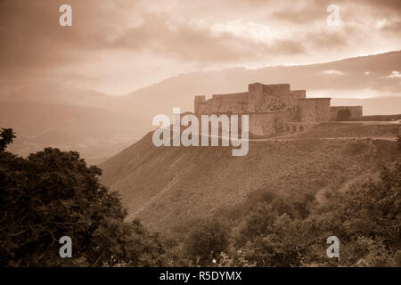 Syrien, Kreuzritters Schloss der Krak Des Chevaliers (Qala'at al Hosn) der UNESCO Stockfoto