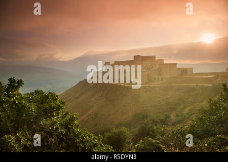 Syrien, Kreuzritters Schloss der Krak Des Chevaliers (Qala'at al Hosn) der UNESCO Stockfoto