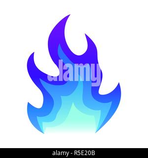 Blue Fire Symbol Flachbild Feuer Flamme Vector Illustration. blaue Flamme oder Lagerfeuer isoliert auf weißem Stock Vektor