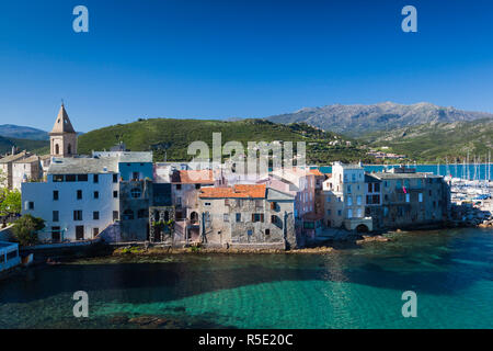 Frankreich, Korsika, Haute-Corse Abteilung, Le Nebbio Region, St-Florent, port anzeigen Stockfoto
