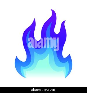 Blue Fire Symbol Flachbild Feuer Flamme Vector Illustration. blaue Flamme oder Lagerfeuer isoliert auf weißem Stock Vektor