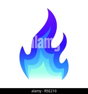 Blue Fire Symbol Flachbild Feuer Flamme Vector Illustration. blaue Flamme oder Lagerfeuer isoliert auf weißem Stock Vektor