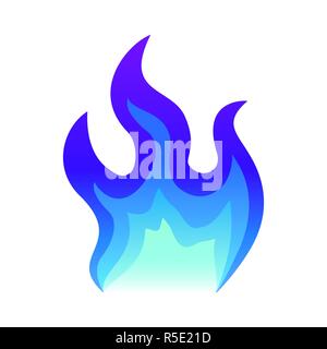 Blue Fire Symbol Flachbild Feuer Flamme Vector Illustration. blaue Flamme oder Lagerfeuer isoliert auf weißem Stock Vektor