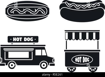 Hot Dog Würstchen Icon Set. Einfache Hot Dog Würstchen Vector Icons für Web Design auf weißem Hintergrund Stock Vektor