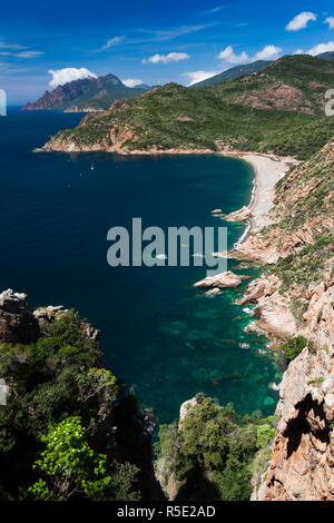 Frankreich, Korsika, Departement Corse-du-Sud, Korsika West Coast Region, Golfe de Girolata Golf, erhöht, Ansicht Stockfoto