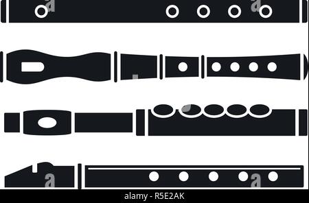 Flöte instrument Symbol gesetzt. Einfache Flöte instrument Vector Icons für Web Design auf weißem Hintergrund Stock Vektor