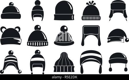 Winter headwear Zubehör Symbol gesetzt. Einfache winter headwear Zubehör Vector Icons für Web Design auf weißem Hintergrund Stock Vektor