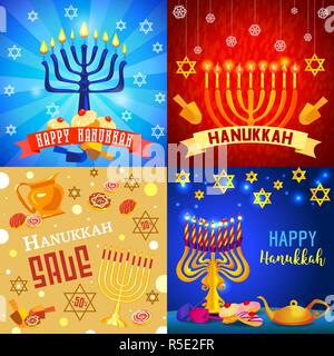 Chanukka Banner ist. Cartoon Illustration von hanukkah Vektor Banner für Web Design Stock Vektor