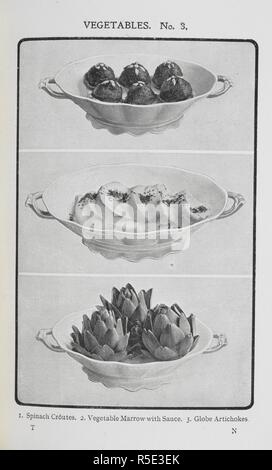 Verschiedene Gemüse, einschließlich Artischocken und Spinat. . Mrs Beeton's Familie Kochen und die allgemeine Ordnung und Sauberkeit... Neue ... Abbildungen, etc. [Ein weiteres Problem, in veränderter Form, der â € oeBeeton jeden Tag Kochen und Haushaltsbuch.â €]. London: Ward, Sperren & Co., 1907. Quelle: 07944 b. 63., S. 288. Autor: ISABELLA BEETON, Maria. ANON. Stockfoto