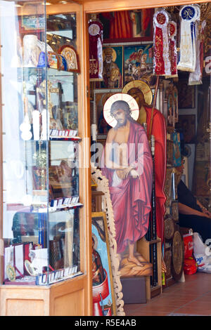 Griechisch-orthodoxen Shop, Athen, Griechenland Stockfoto